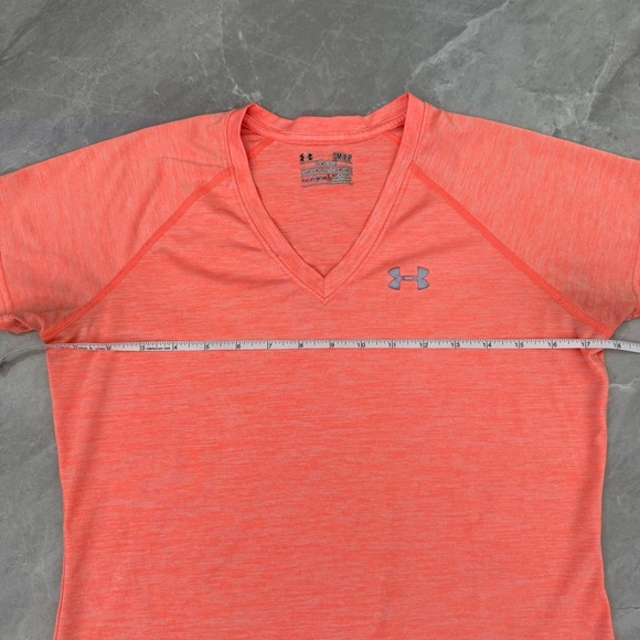 Women’s Under Armour Heat Gear Semi Fitted Short Sleeve V-Neck Shirt Small - Picture 15 of 16